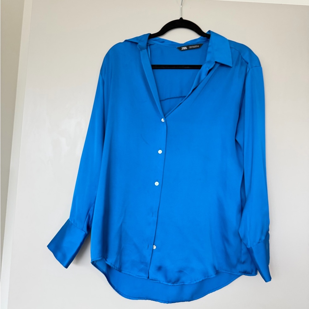 Zara Vibrant Blue Button-Down Shirt